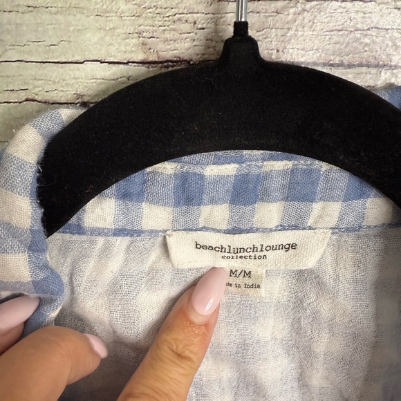 Beach Lunch Lounge Collection Top plaid blue white size medium - Picture 5 of 7